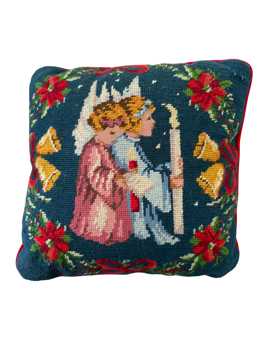 Vintage Needlepoint Square Pillow-2