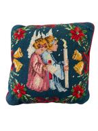 Vintage Needlepoint Square Pillow-2