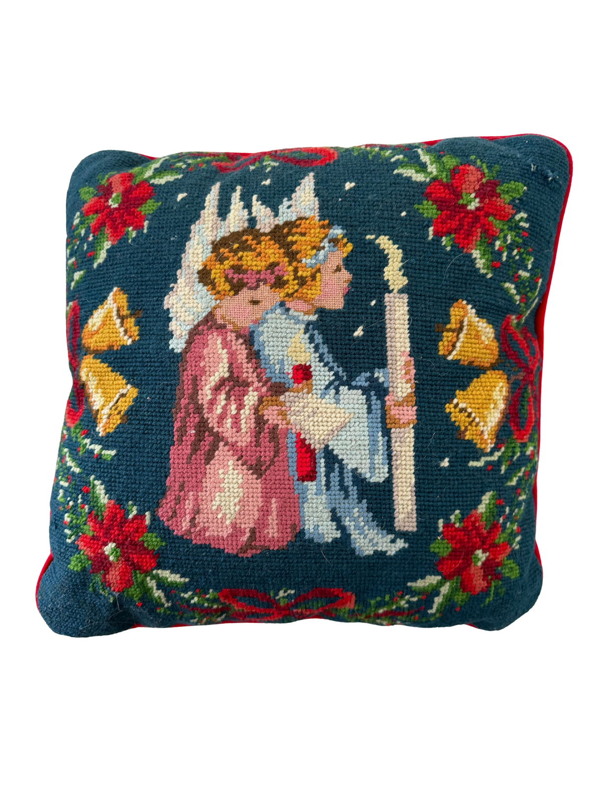 Vintage Needlepoint Square Pillow-2