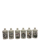 Set of six Portmeirion Botanic Garden ceramic spice jars