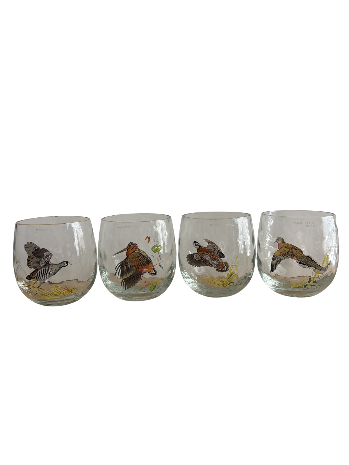Set of 4 Vintage West Virginia Glass Specialty game bird tumblers
