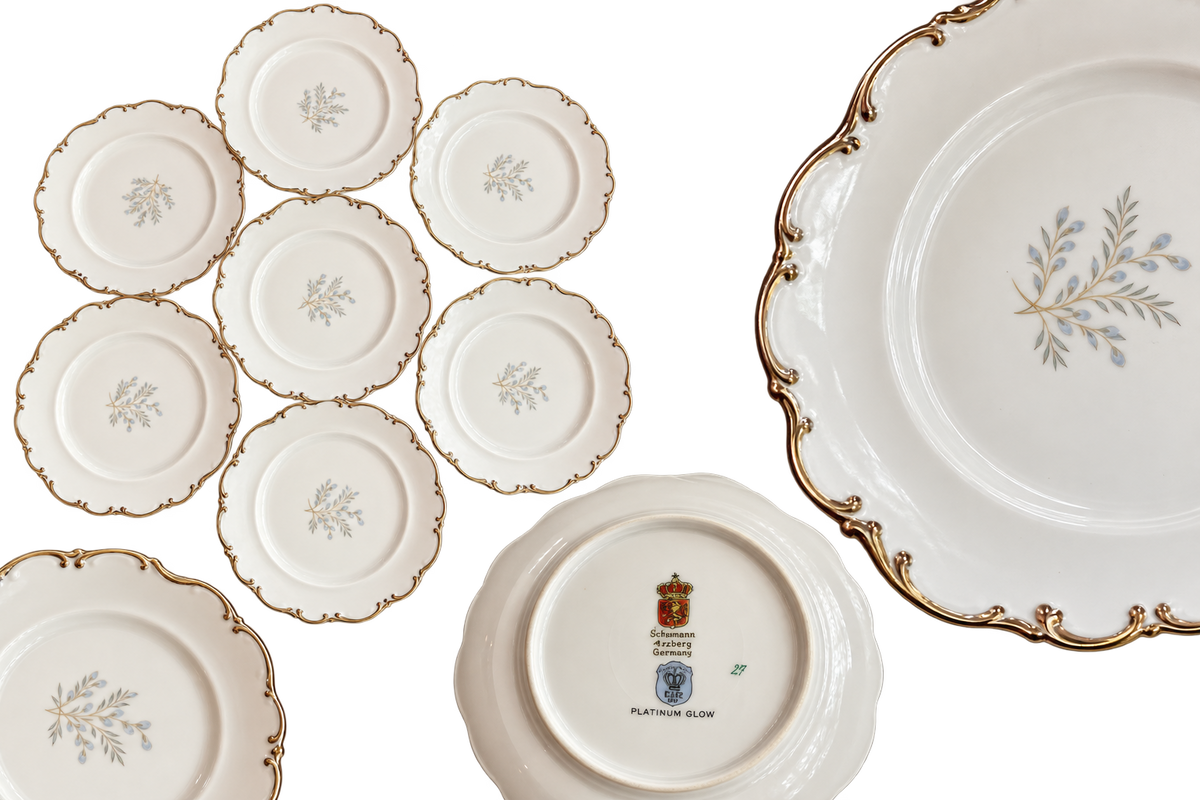 Schumann Arzberg Platinum Glow Plates- Set of Seven , 8”