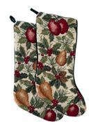 Vintage Needlepoint Christmas Stocking Fruit Motif