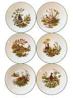Set of six 8-inch Bareuther woodland wildlife plates