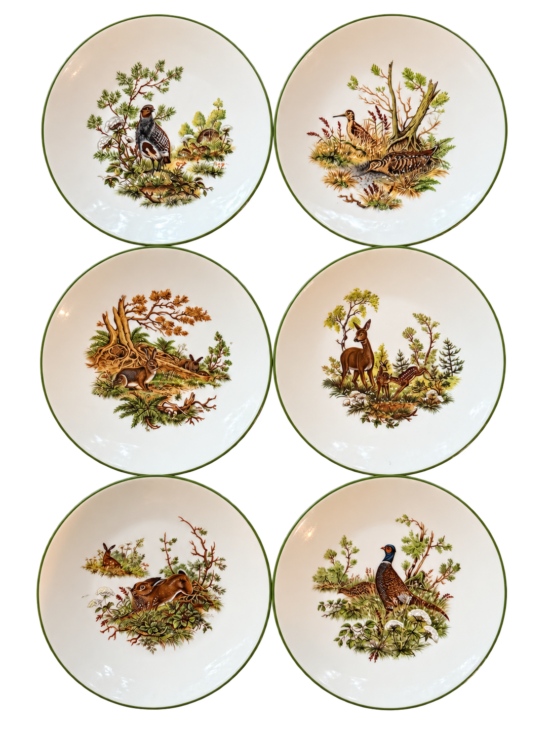 Set of six 8-inch Bareuther woodland wildlife plates