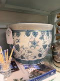 Blue & Green Floral Porcelain Fishbowl Planter