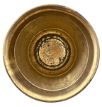 Brass-tone planter with aged patina, top view