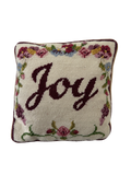 Vintage Needlepoint Joy Square Pillow
