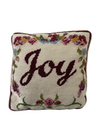 Vintage Needlepoint Joy Square Pillow