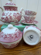 Churchill maker's mark on creamer with tea set in background
