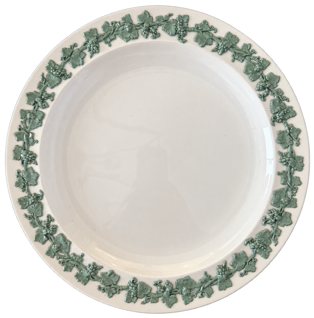 Wedgwood green grapevine plate front with background removed