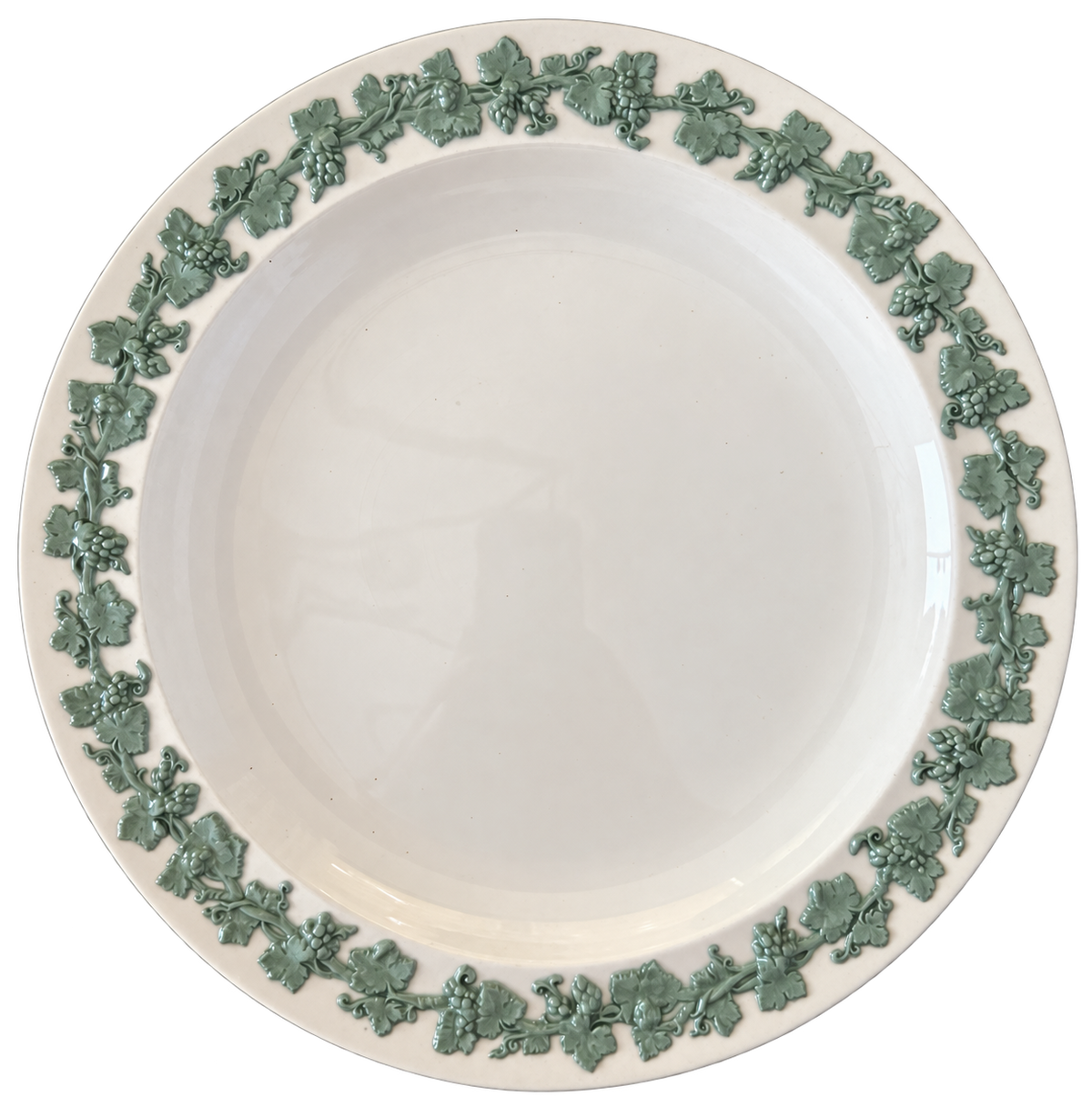 Wedgwood green grapevine plate front with background removed