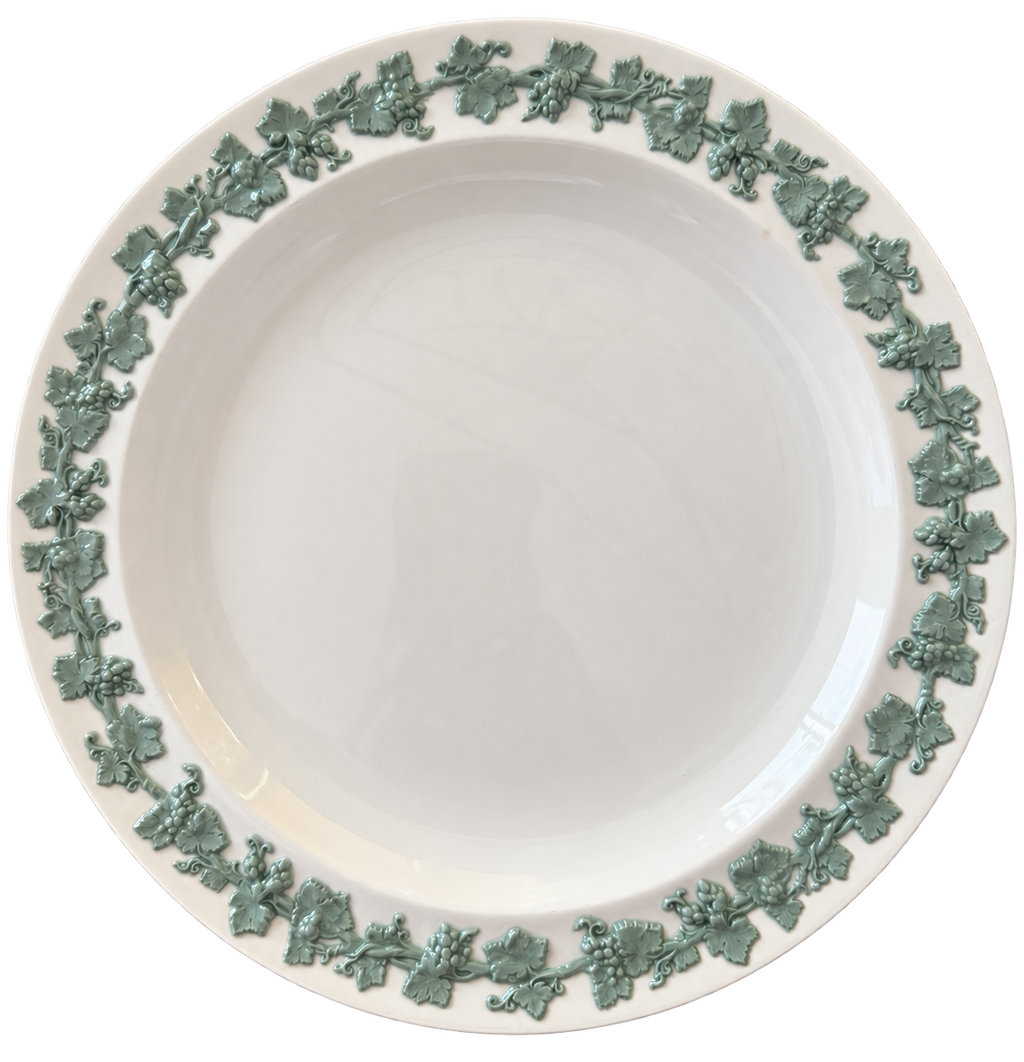 Wedgwood green grapevine plate front with background removed
