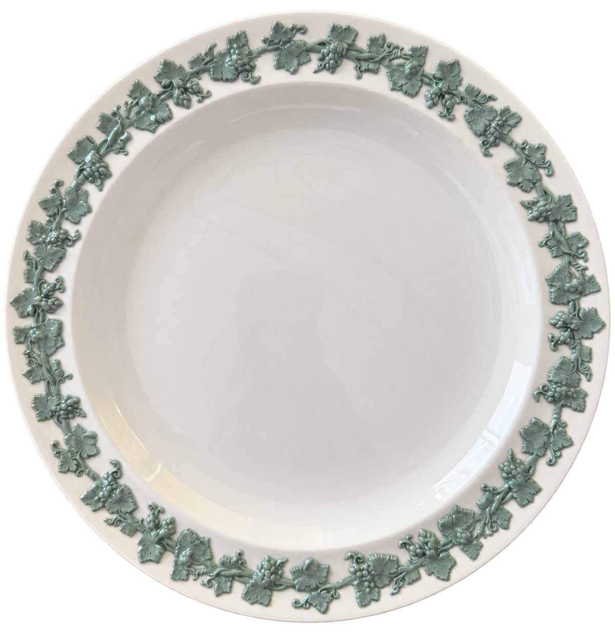 Wedgwood green grapevine plate front with background removed