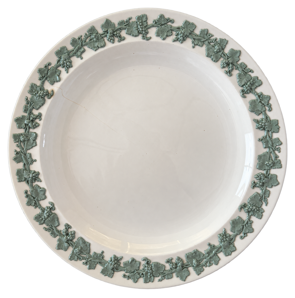 Wedgwood green grapevine plate front with background removed