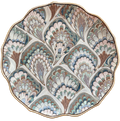 Andrea by Sadek 10-inch scalloped decorative plate with feather motif