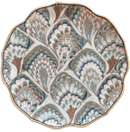 Andrea by Sadek 10-inch scalloped decorative plate with feather motif