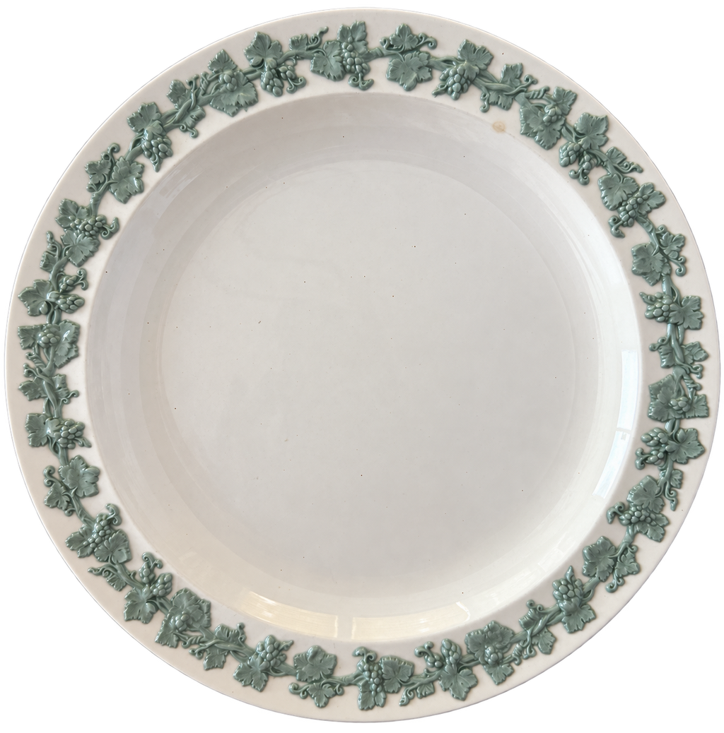 Wedgwood green grapevine plate front with background removed