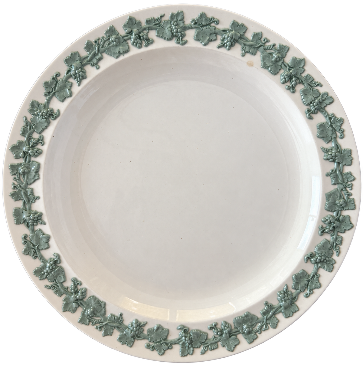 Wedgwood green grapevine plate front with background removed