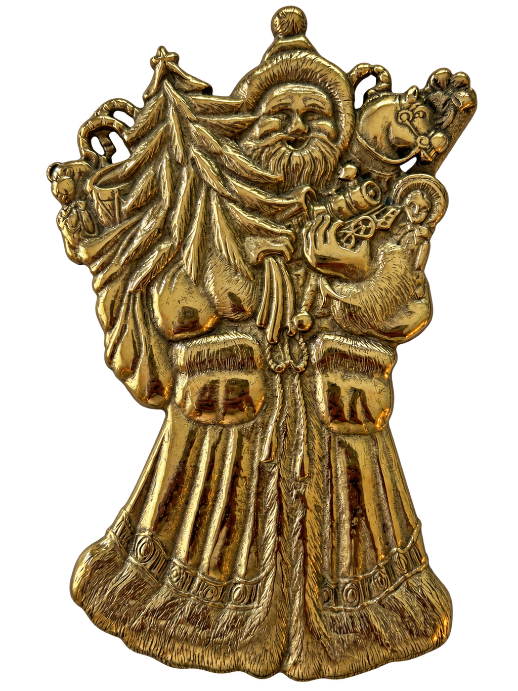 Virginia Metalcrafters Father Christmas brass trivet front
