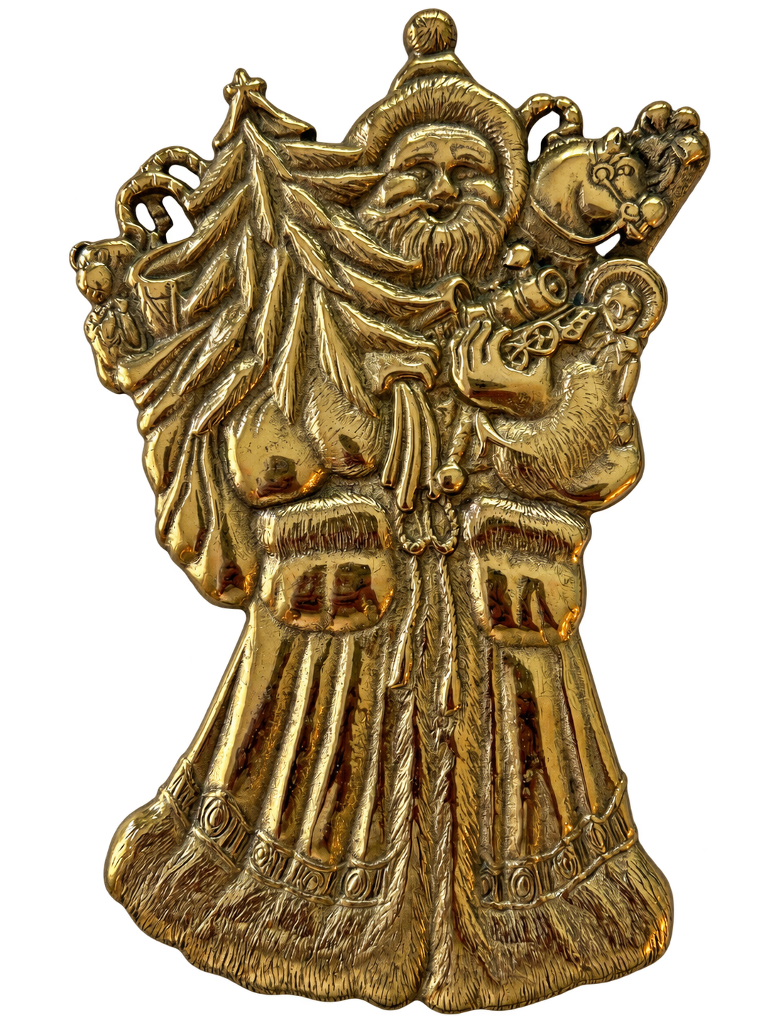 Virginia Metalcrafters Father Christmas brass trivet front