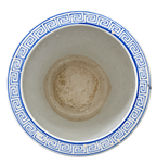 Blue Check & Floral Ceramic Cachepot – 8″