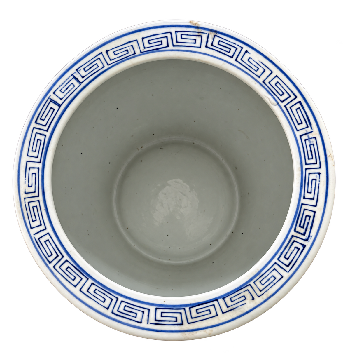Colorful Floral Ceramic Cachepot with Blue Border – 8″