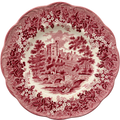 Romantic England Haddon Hall red transferware plate front