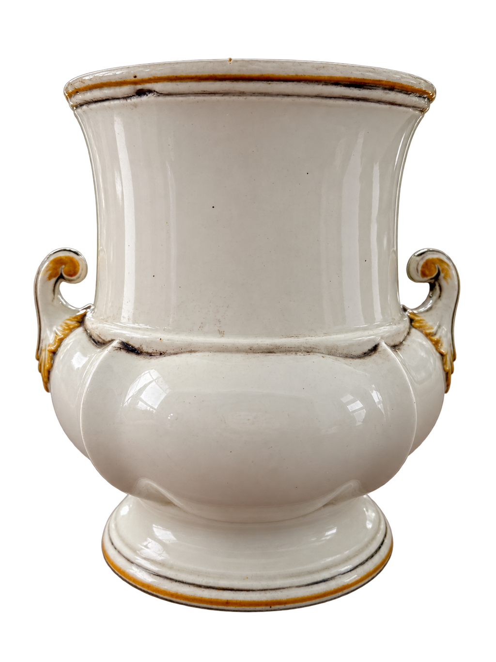 Italian ceramic urn with yellow flowers — back