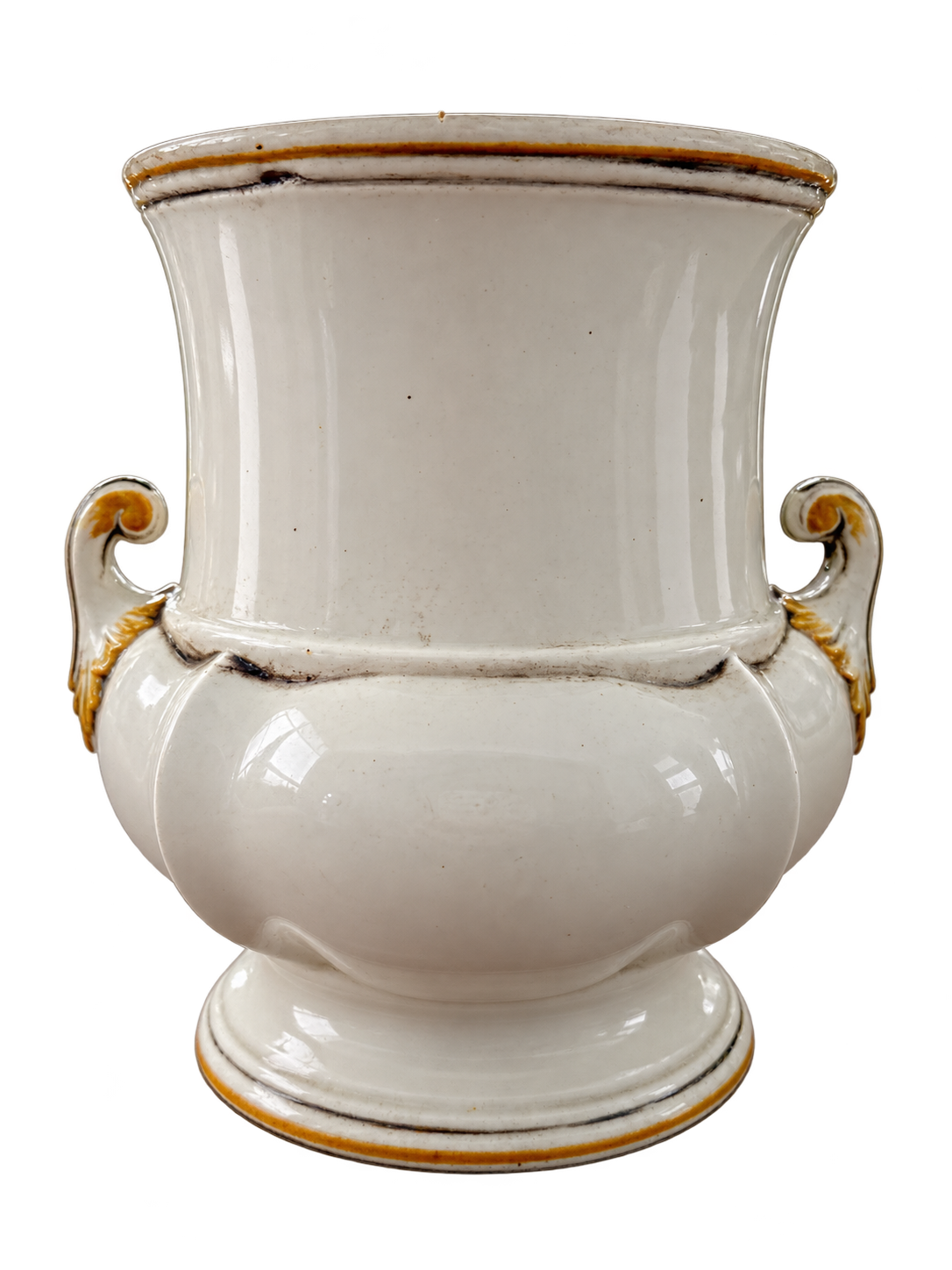 Italian ceramic urn with yellow flowers — back