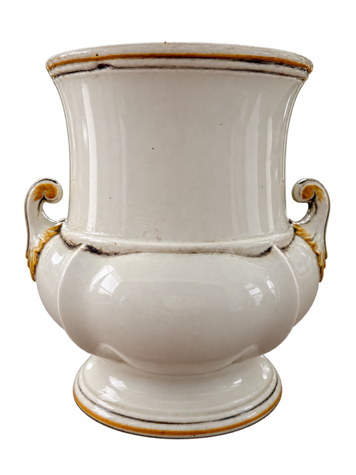 Italian ceramic urn with yellow flowers — back