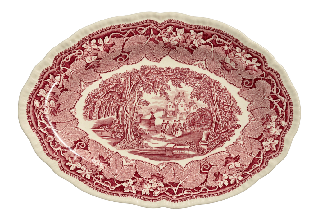 Vintage Mason's Vista red transferware oval platter