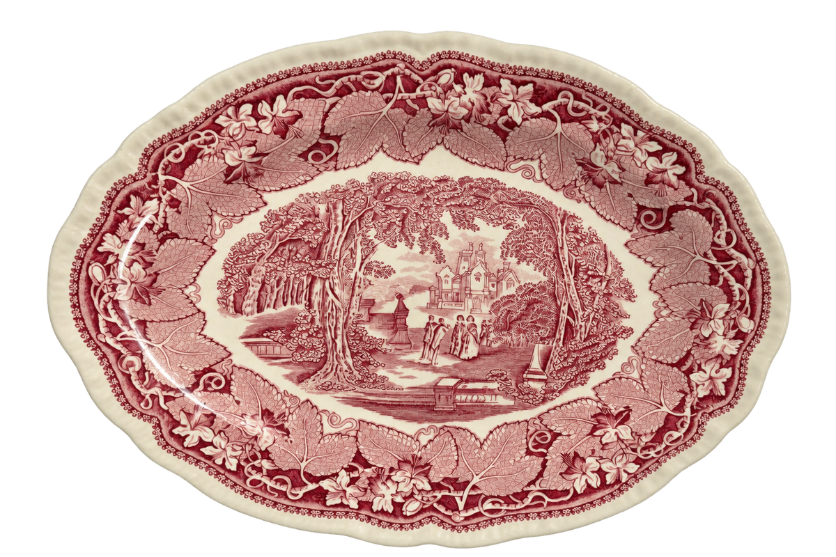 Vintage Mason's Vista red transferware oval platter