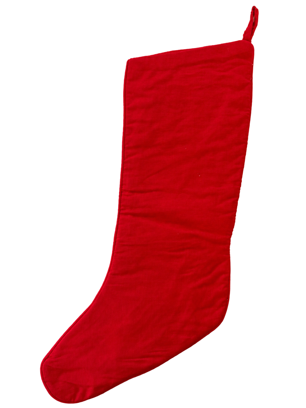 Red fabric back of snowman and deer Christmas stocking