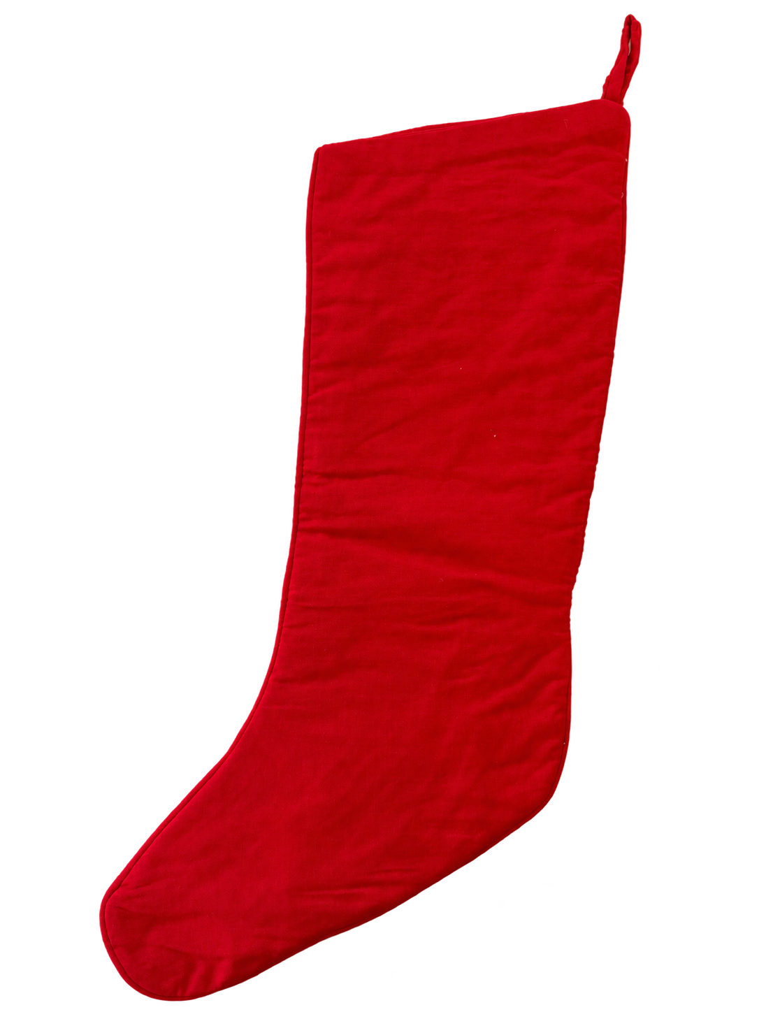 Red fabric back of snowman and deer Christmas stocking