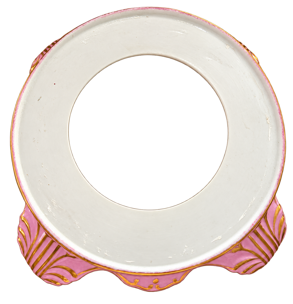 Pink and gold removable base, top view