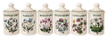Set of six Portmeirion Botanic Garden ceramic spice jars