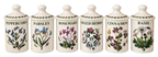 Set of six Portmeirion Botanic Garden ceramic spice jars