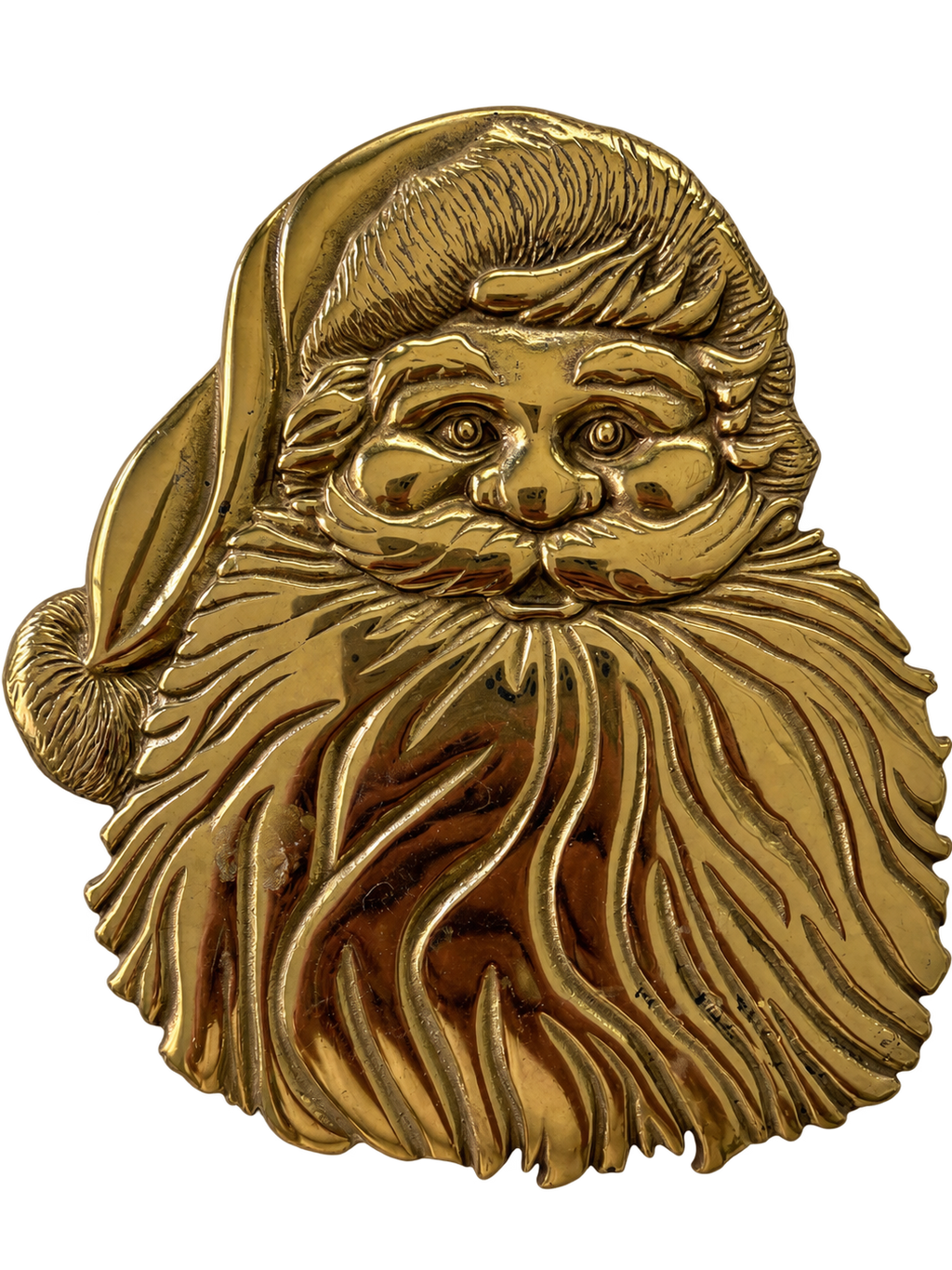 Virginia Metalcrafters Santa Claus face brass trivet