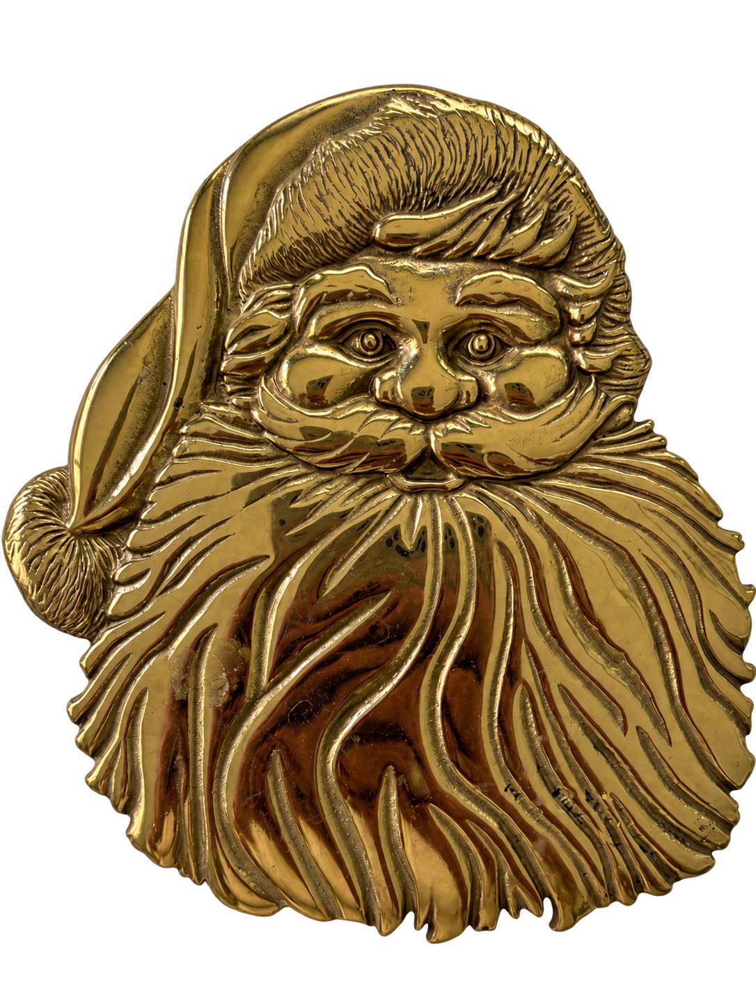 Virginia Metalcrafters Santa Claus face brass trivet