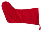 Red fabric reverse of vintage Santa needlepoint stocking