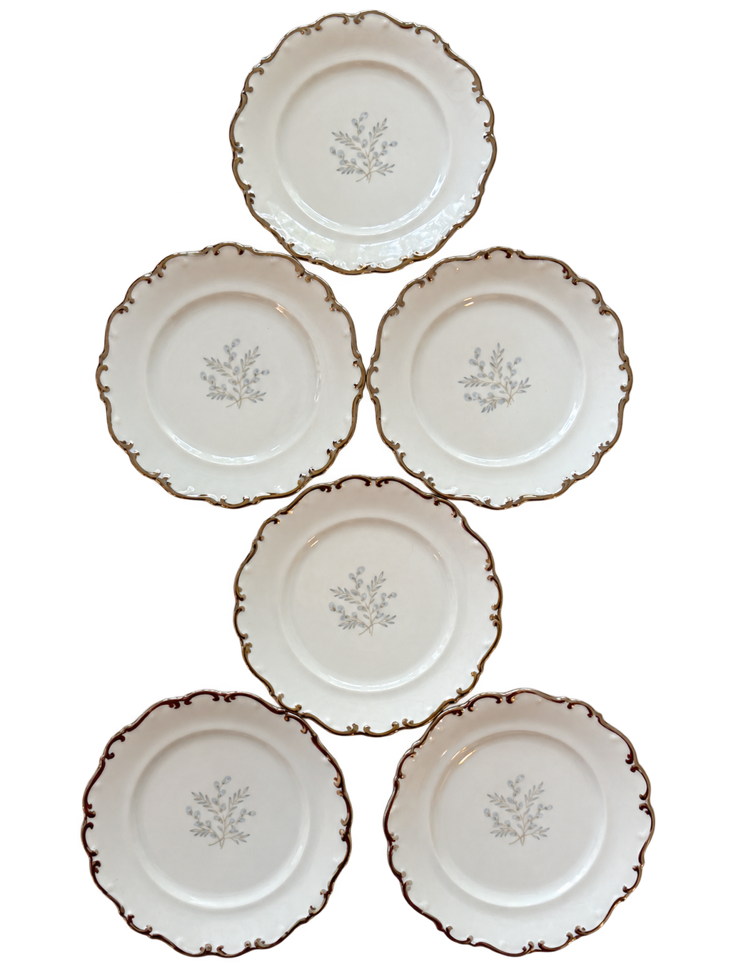 Set of six Schumann Arzberg Platinum Glow floral plates