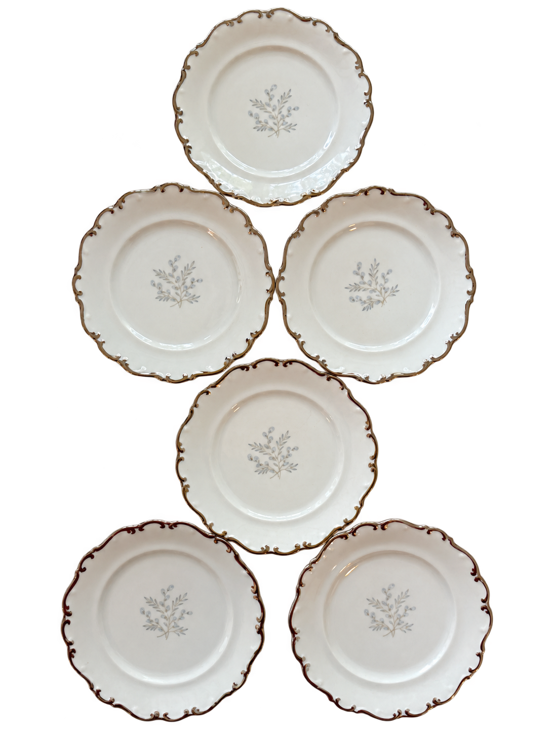 Set of six Schumann Arzberg Platinum Glow floral plates