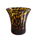 Hand-blown art glass vase with amber and dark brown tortoiseshell pattern; sold individually