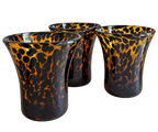 Hand-blown art glass vase with amber and dark brown tortoiseshell pattern; sold individually
