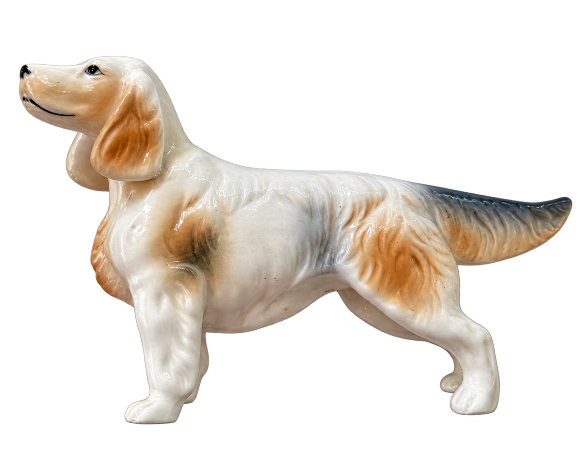 Vintage ceramic setter dog side view