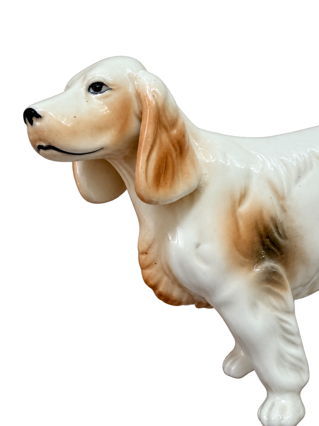 Vintage ceramic setter dog face detail