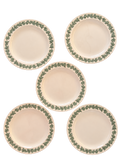 Set of five 10-inch Wedgwood green grapevine plates on cream